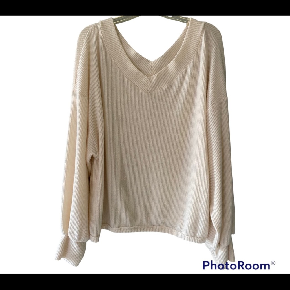 Abound Balloon Sleeves Ribbed Sweater